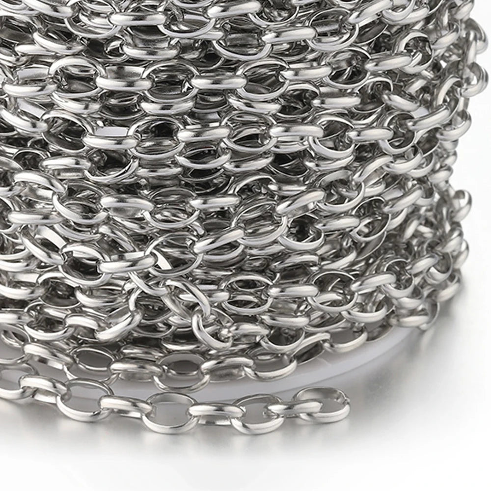 No Fade 1Meter Gold Stainless Steel 7.5mm Rolo Chain