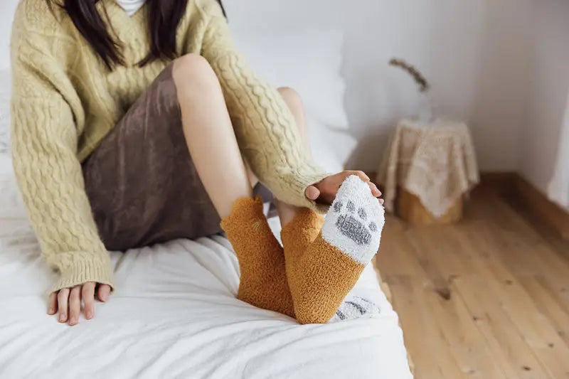 Socks Women Thicken Warm Cute Cat Paw Colorful Winter Sox