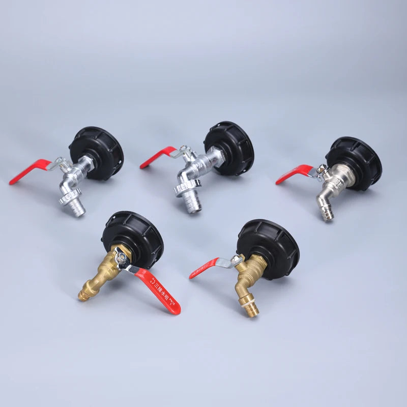 Conector de grifo de tanque IBC de rosca gruesa S60x6 X adaptador de acoplamiento de agua de 1/2'' 3/4'' Accesorio de válvula de repuesto para jardín y hogar de 1000 l
