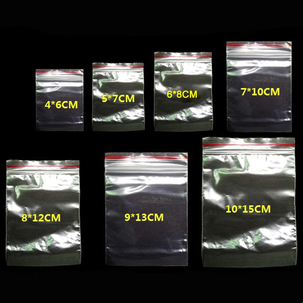 100pcs/Pack Small Zip Lock Plastic Bags 0.05mm Thick