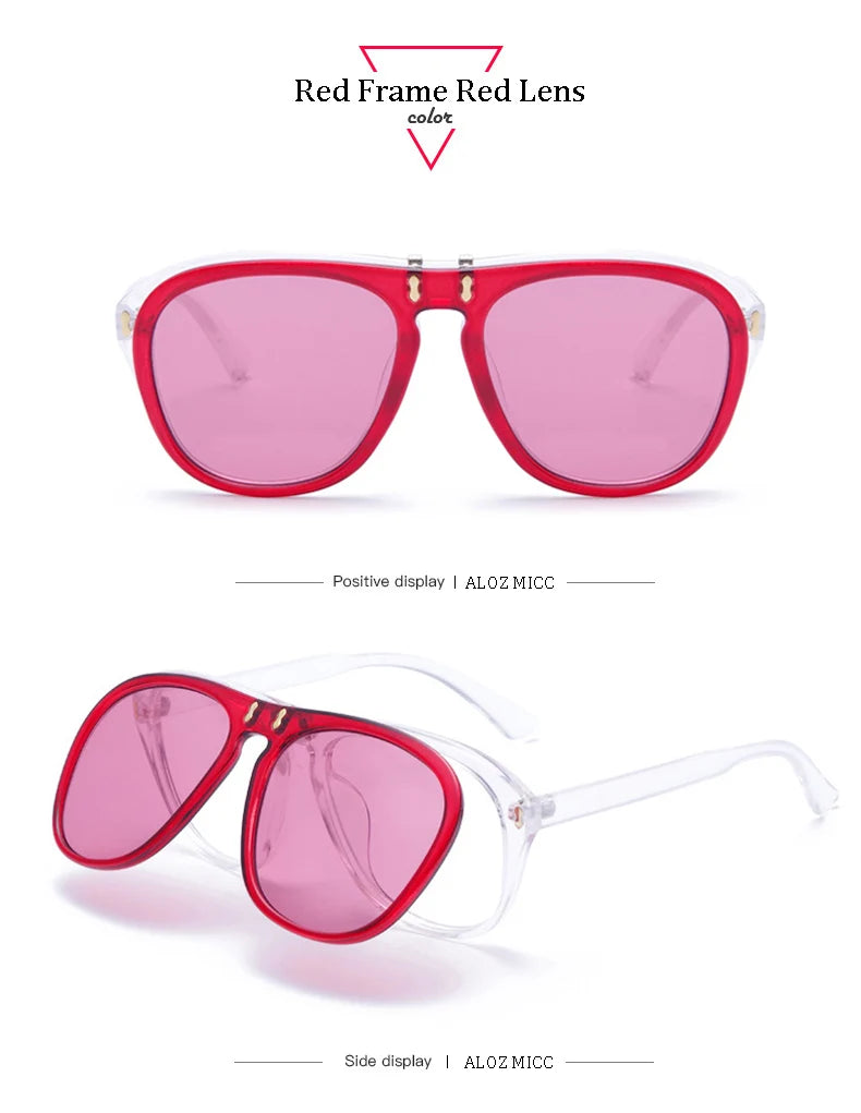 ALOZ MICC New Fashion Flip Sunglasses Unique Oversized Square Eyeglasses Q344