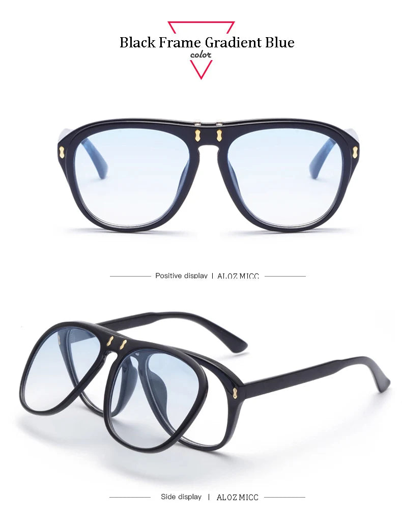 ALOZ MICC New Fashion Flip Sunglasses Unique Oversized Square Eyeglasses Q344