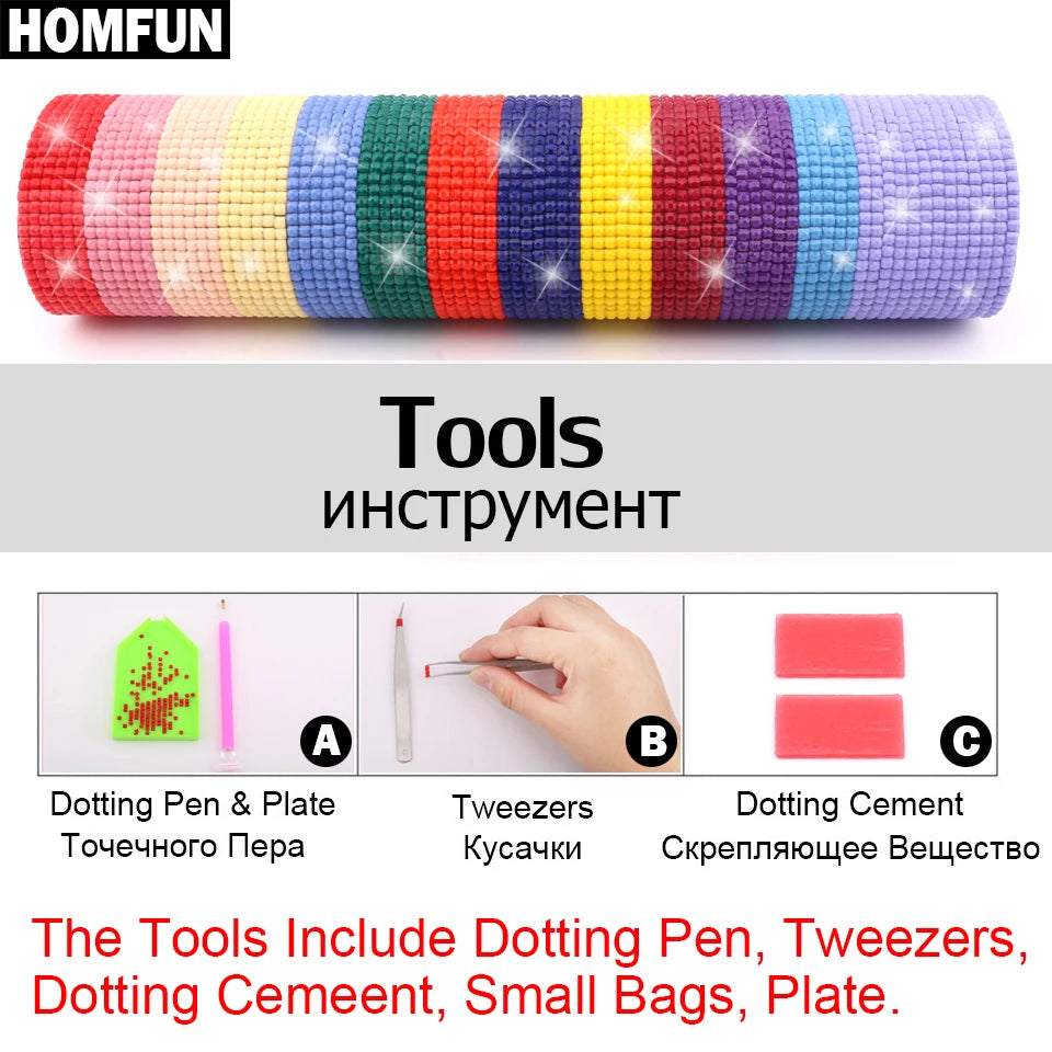 HOMFUN Full Square/Round Drill 5D DIY Diamond Painting Forest Animals Home Decor Gift A01704