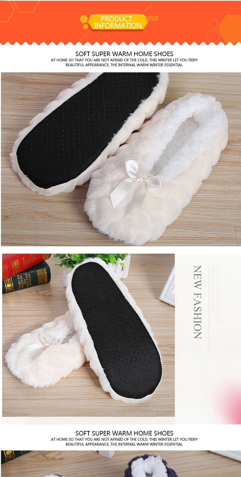 Mntrerm New Cute 2023 Indoor Home Slippers Warm Plush Non-Slip Soft Fur Women Shoes