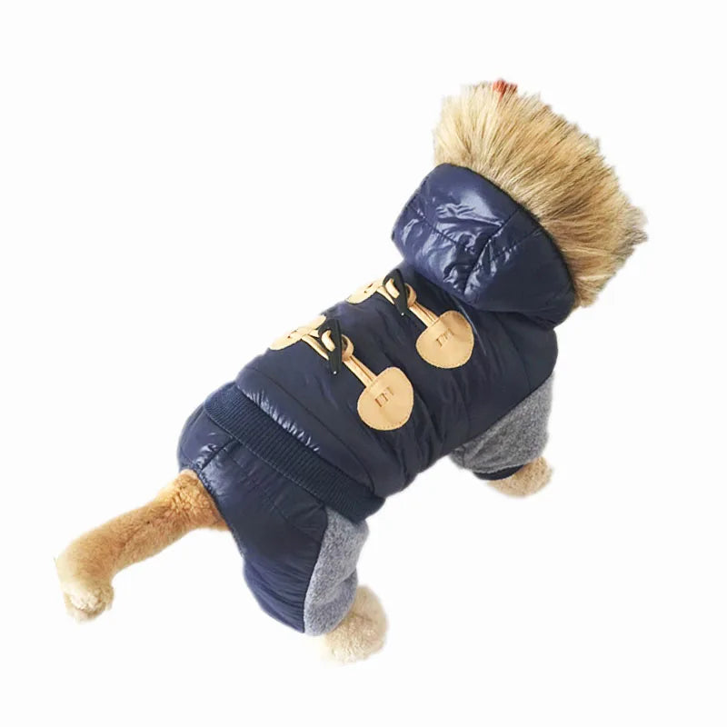 Thick Warm Hooded Jumpsuit for Dogs Winter Pet Coat Comfortable and Stylish Fleece Clothing