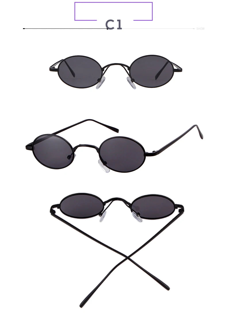 SORVINO Skinny Steampunk Oval Sunglasses 2020 Women Gold Shades