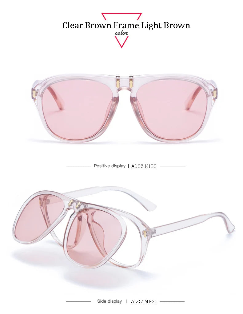 ALOZ MICC New Fashion Flip Sunglasses Unique Oversized Square Eyeglasses Q344