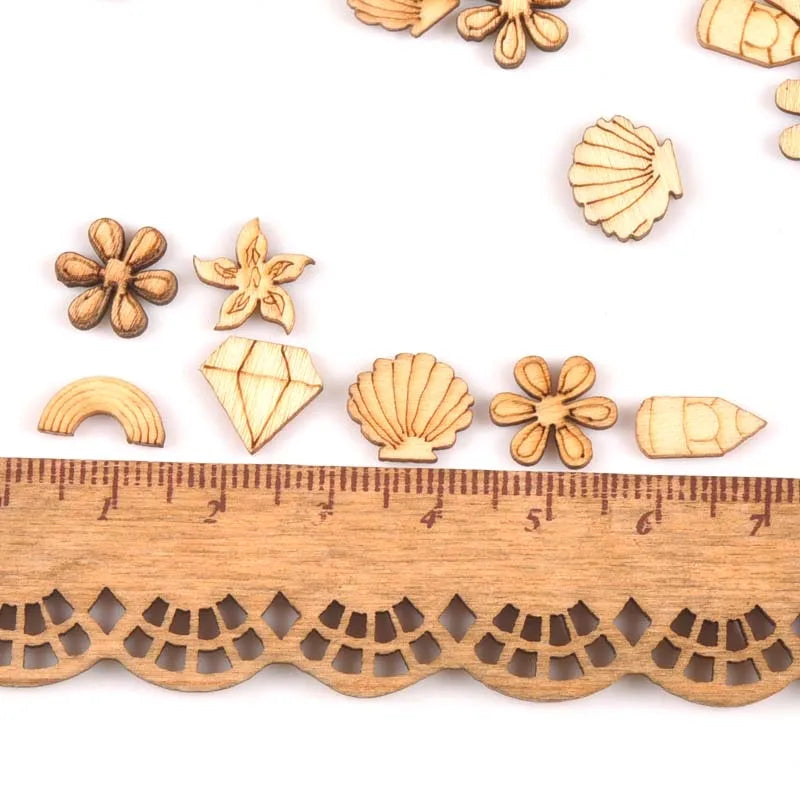 Mixed Leaf Animal Butterfly Chips Wooden Cutouts Craft Embellishments mt2520