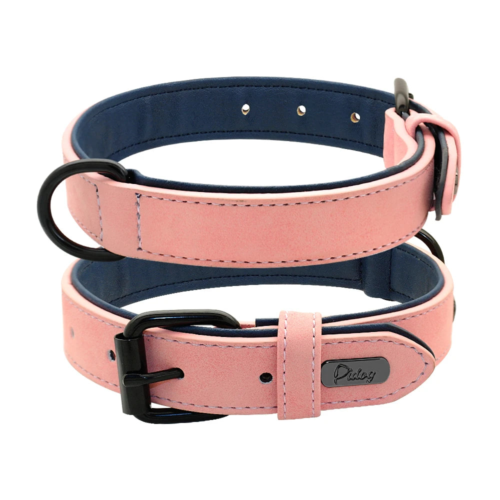 Large Dog Collar Soft Padded Real Leather for Big Dogs