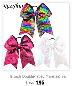 8 Inch Double-faced Mermaid Sequins Hair Bow for Girls