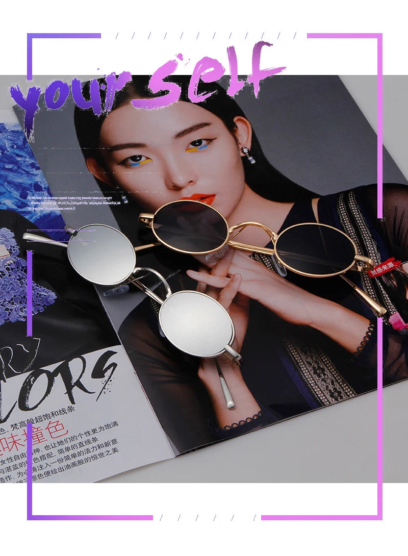 SORVINO Skinny Steampunk Oval Sunglasses 2020 Women Gold Shades