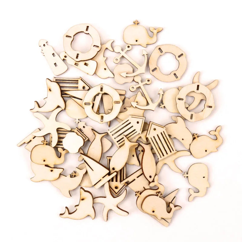 Home Decoration Wooden DIY Animal Shapes 25-30mm 20pcs