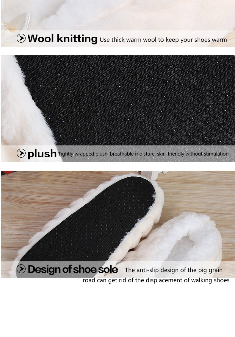 Mntrerm New Cute 2023 Indoor Home Slippers Warm Plush Non-Slip Soft Fur Women Shoes