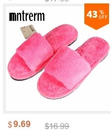 Mntrerm New Cute 2023 Indoor Home Slippers Warm Plush Non-Slip Soft Fur Women Shoes