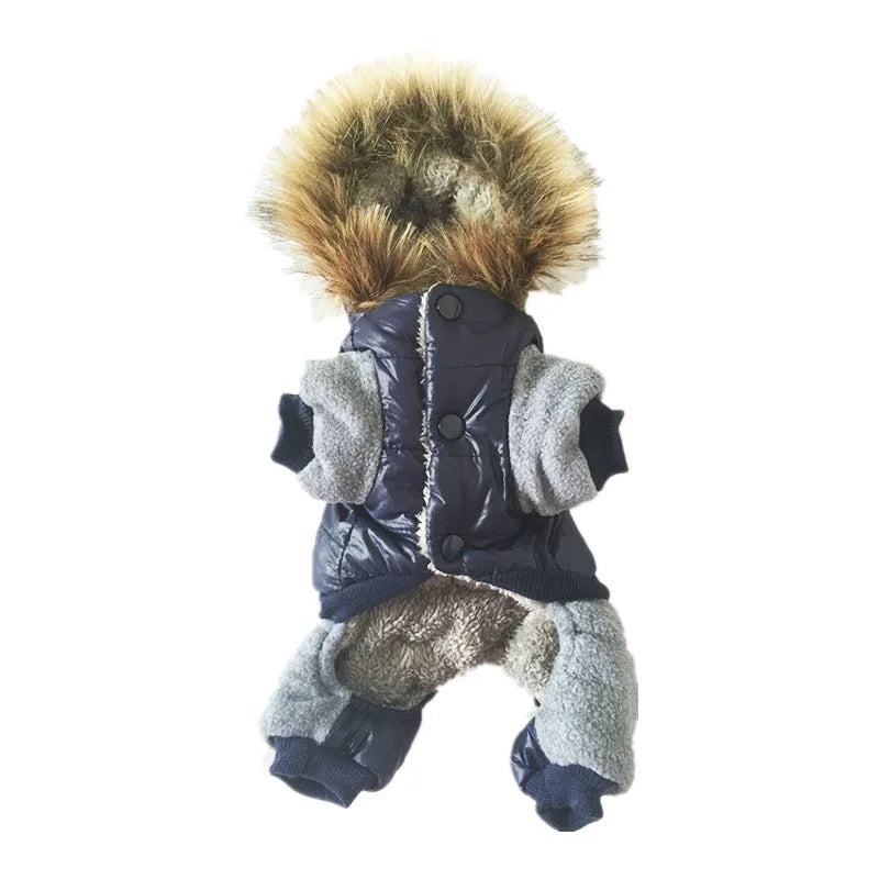Thick Warm Hooded Jumpsuit for Dogs Winter Pet Coat Comfortable and Stylish Fleece Clothing