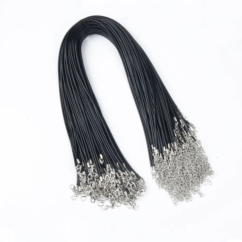 20Pcs Black Wax Cord Chain 45cm Leather Necklace DIY
