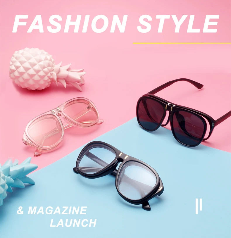 ALOZ MICC New Fashion Flip Sunglasses Unique Oversized Square Eyeglasses Q344