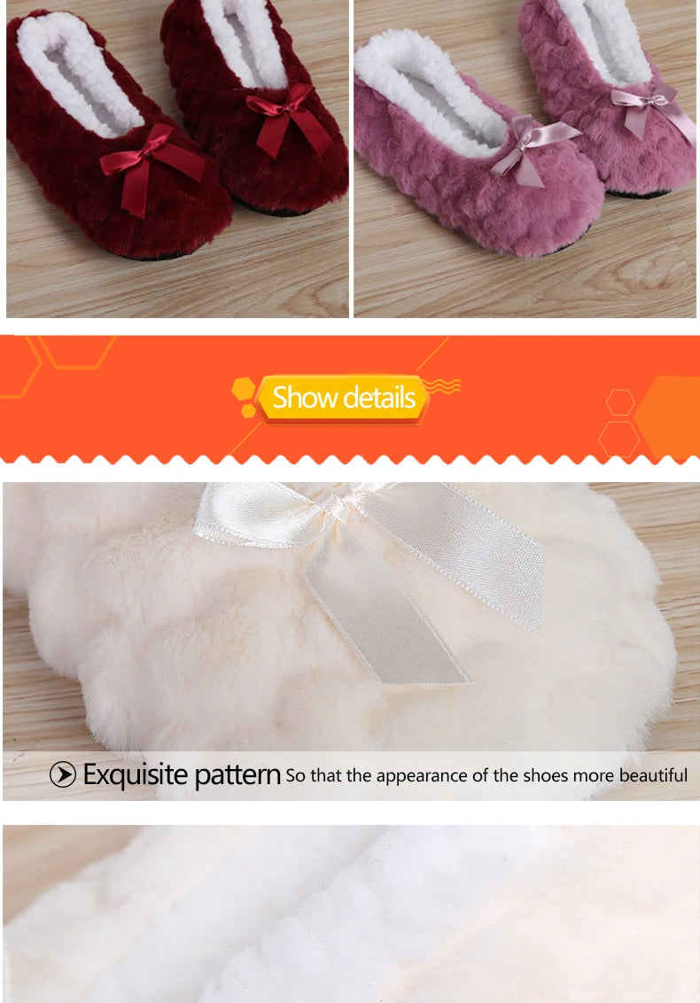 Mntrerm New Cute 2023 Indoor Home Slippers Warm Plush Non-Slip Soft Fur Women Shoes