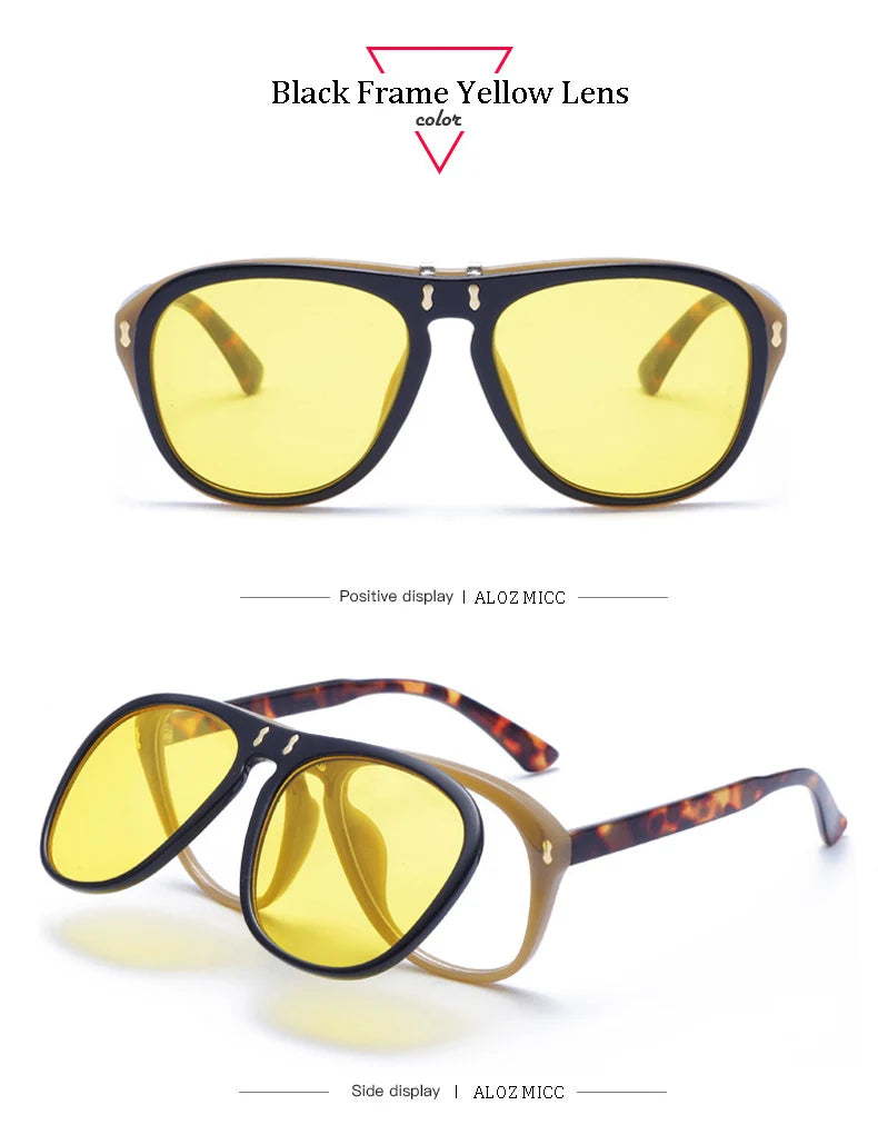 ALOZ MICC New Fashion Flip Sunglasses Unique Oversized Square Eyeglasses Q344