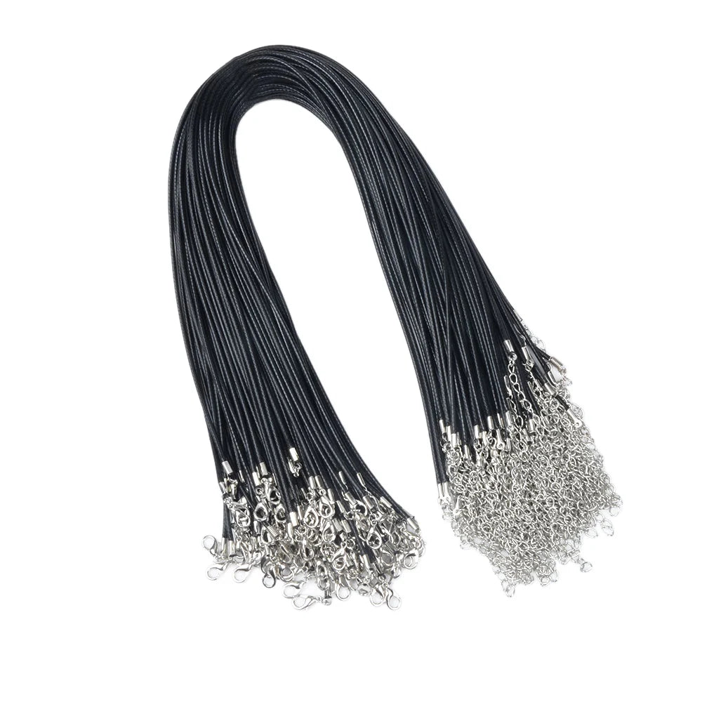 20Pcs Black Wax Cord Chain 45cm Leather Necklace DIY