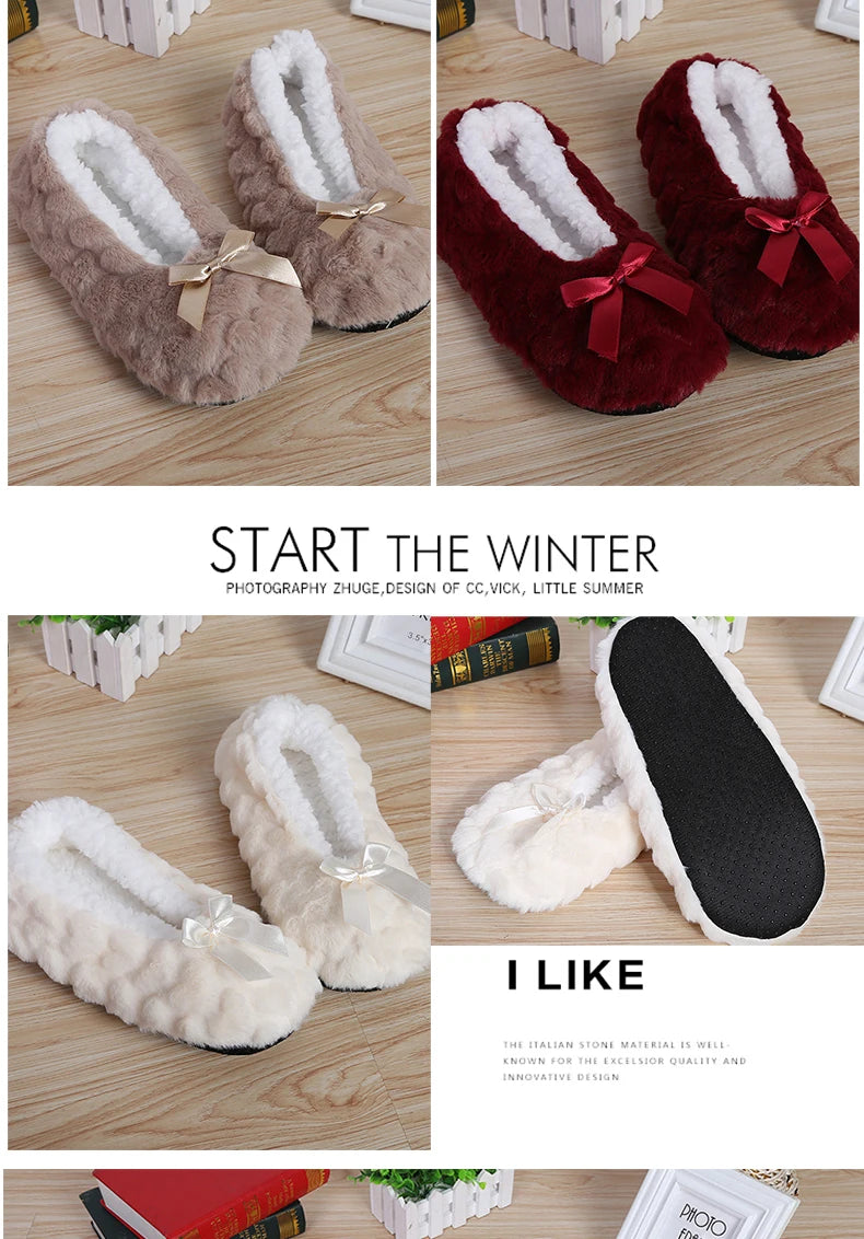 Mntrerm New Cute 2023 Indoor Home Slippers Warm Plush Non-Slip Soft Fur Women Shoes