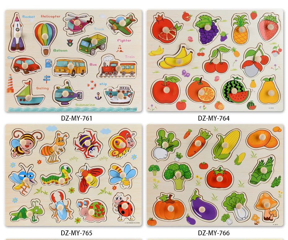 Montessori Wooden Puzzles 3D Jigsaw Educational Toys