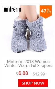 Mntrerm New Cute 2023 Indoor Home Slippers Warm Plush Non-Slip Soft Fur Women Shoes