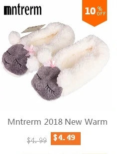 Mntrerm New Cute 2023 Indoor Home Slippers Warm Plush Non-Slip Soft Fur Women Shoes