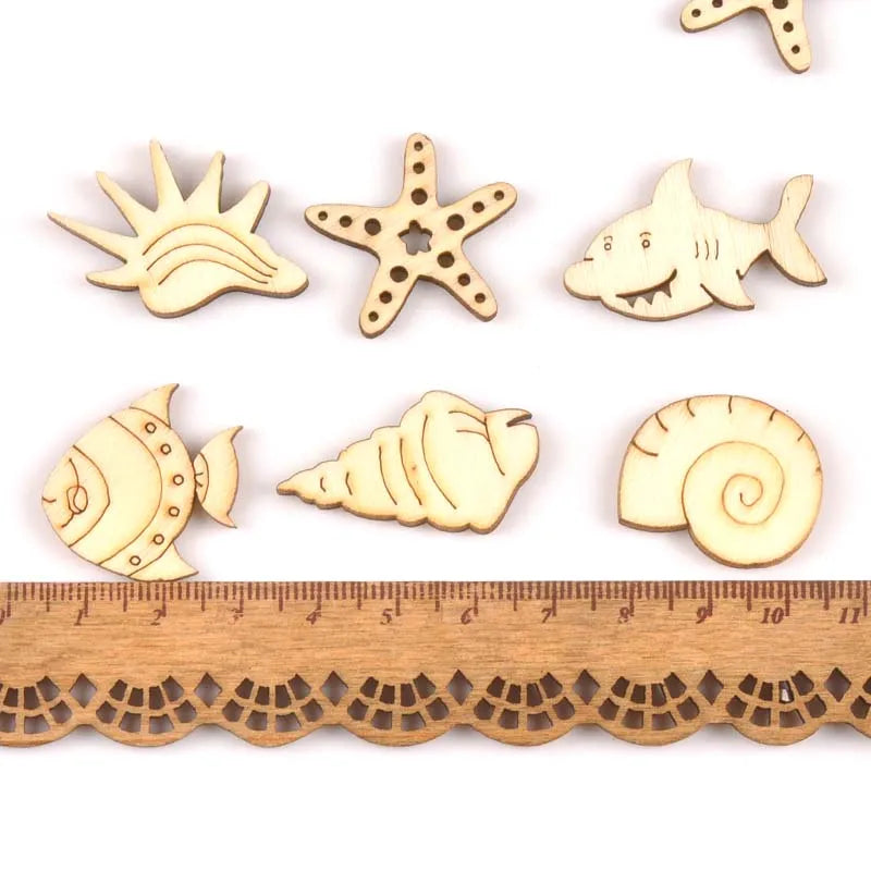 Mixed Leaf Animal Butterfly Chips Wooden Cutouts Craft Embellishments mt2520