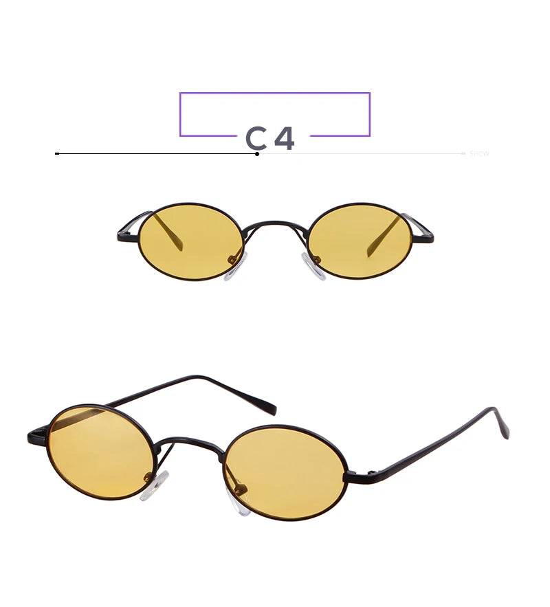 SORVINO Skinny Steampunk Oval Sunglasses 2020 Women Gold Shades