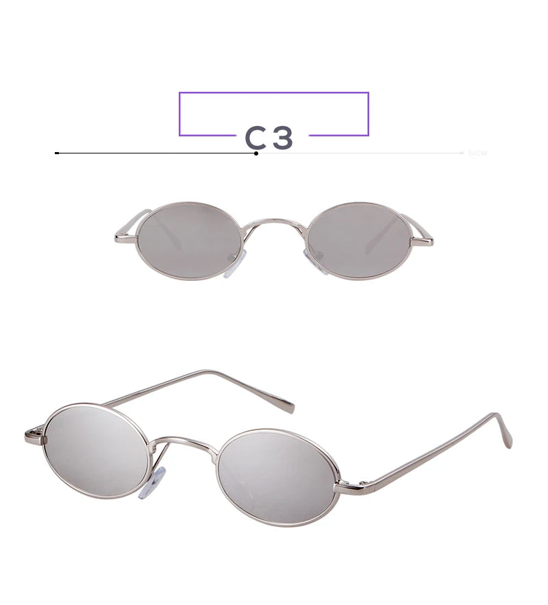 SORVINO Skinny Steampunk Oval Sunglasses 2020 Women Gold Shades