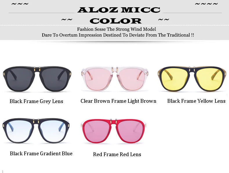 ALOZ MICC New Fashion Flip Sunglasses Unique Oversized Square Eyeglasses Q344