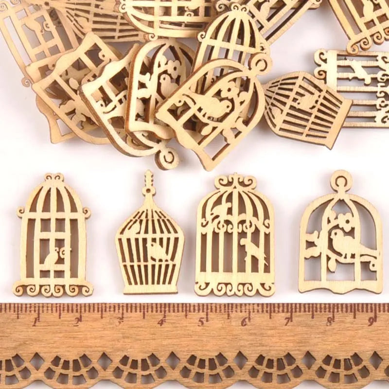 25pcs Wooden Crafts Birdcage Pattern Scrapbooking Decor