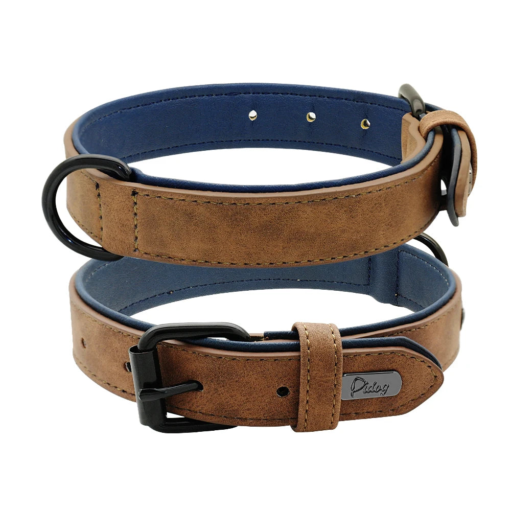 Large Dog Collar Soft Padded Real Leather for Big Dogs