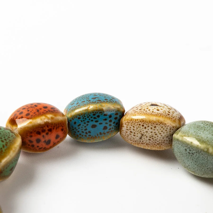 Colorful Unique Elastic Line Ceramic Beads Bracelets Handmade DIY Artware Retro Jewelry Wholesale