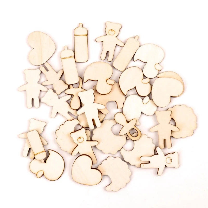 Home Decoration Wooden DIY Animal Shapes 25-30mm 20pcs