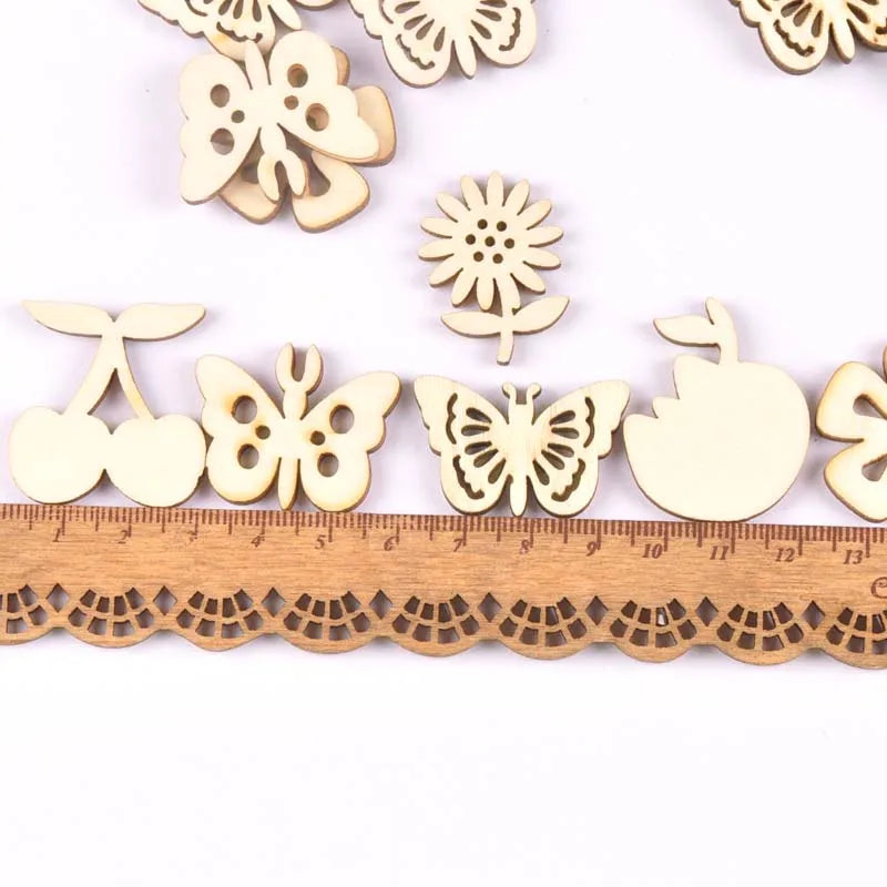 Mixed Leaf Animal Butterfly Chips Wooden Cutouts Craft Embellishments mt2520