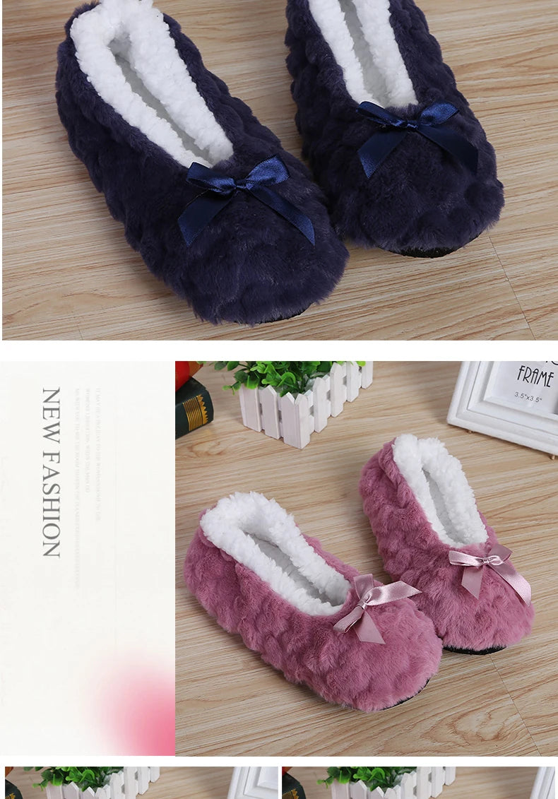 Mntrerm New Cute 2023 Indoor Home Slippers Warm Plush Non-Slip Soft Fur Women Shoes
