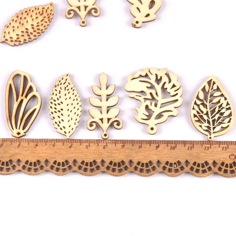 Mixed Leaf Animal Butterfly Chips Wooden Cutouts Craft Embellishments mt2520