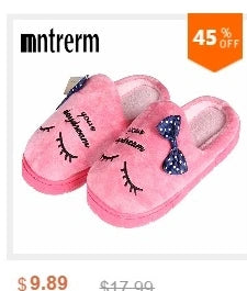 Mntrerm New Cute 2023 Indoor Home Slippers Warm Plush Non-Slip Soft Fur Women Shoes