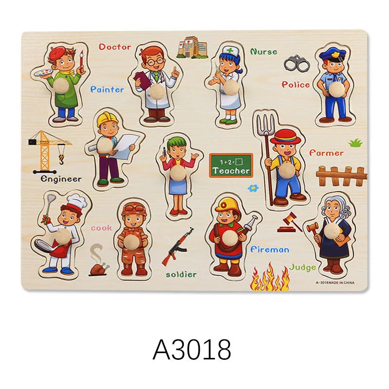 Montessori Wooden Puzzles 3D Jigsaw Educational Toys