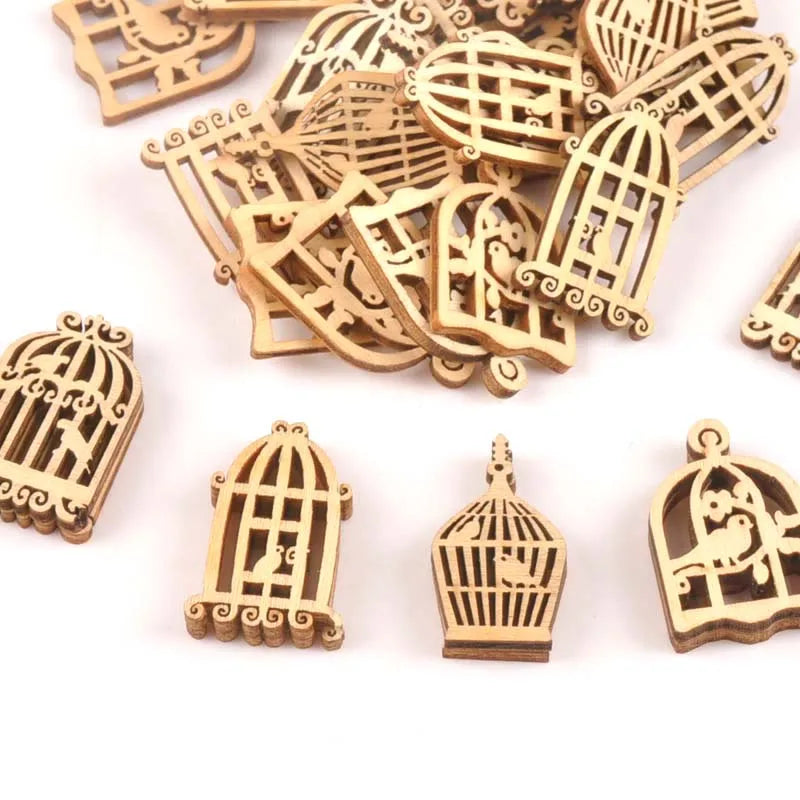 25pcs Wooden Crafts Birdcage Pattern Scrapbooking Decor