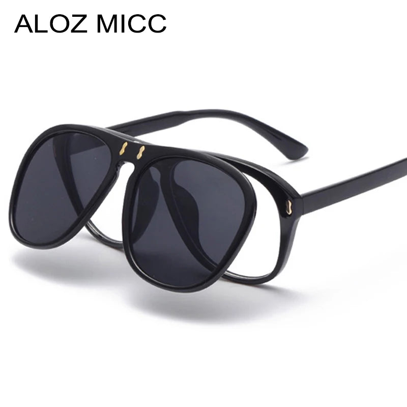 ALOZ MICC New Fashion Flip Sunglasses Unique Oversized Square Eyeglasses Q344