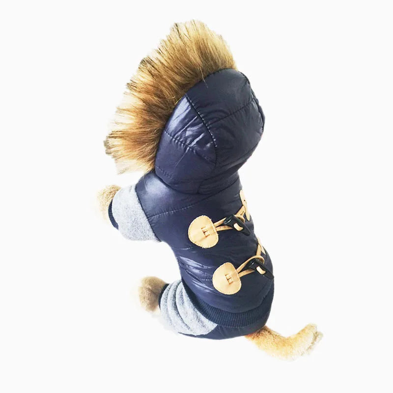 Thick Warm Hooded Jumpsuit for Dogs Winter Pet Coat Comfortable and Stylish Fleece Clothing