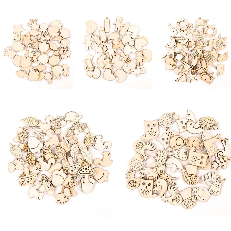 Home Decoration Wooden DIY Animal Shapes 25-30mm 20pcs