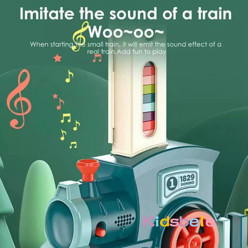 Kids Electric Domino Train Car Set with Sound and Light Automatic Domino Laying Educational Toy for Fine Motor Skills Great Christmas Gift