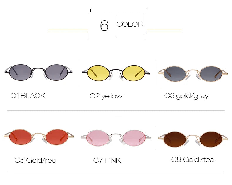 SORVINO Skinny Steampunk Oval Sunglasses 2020 Women Gold Shades