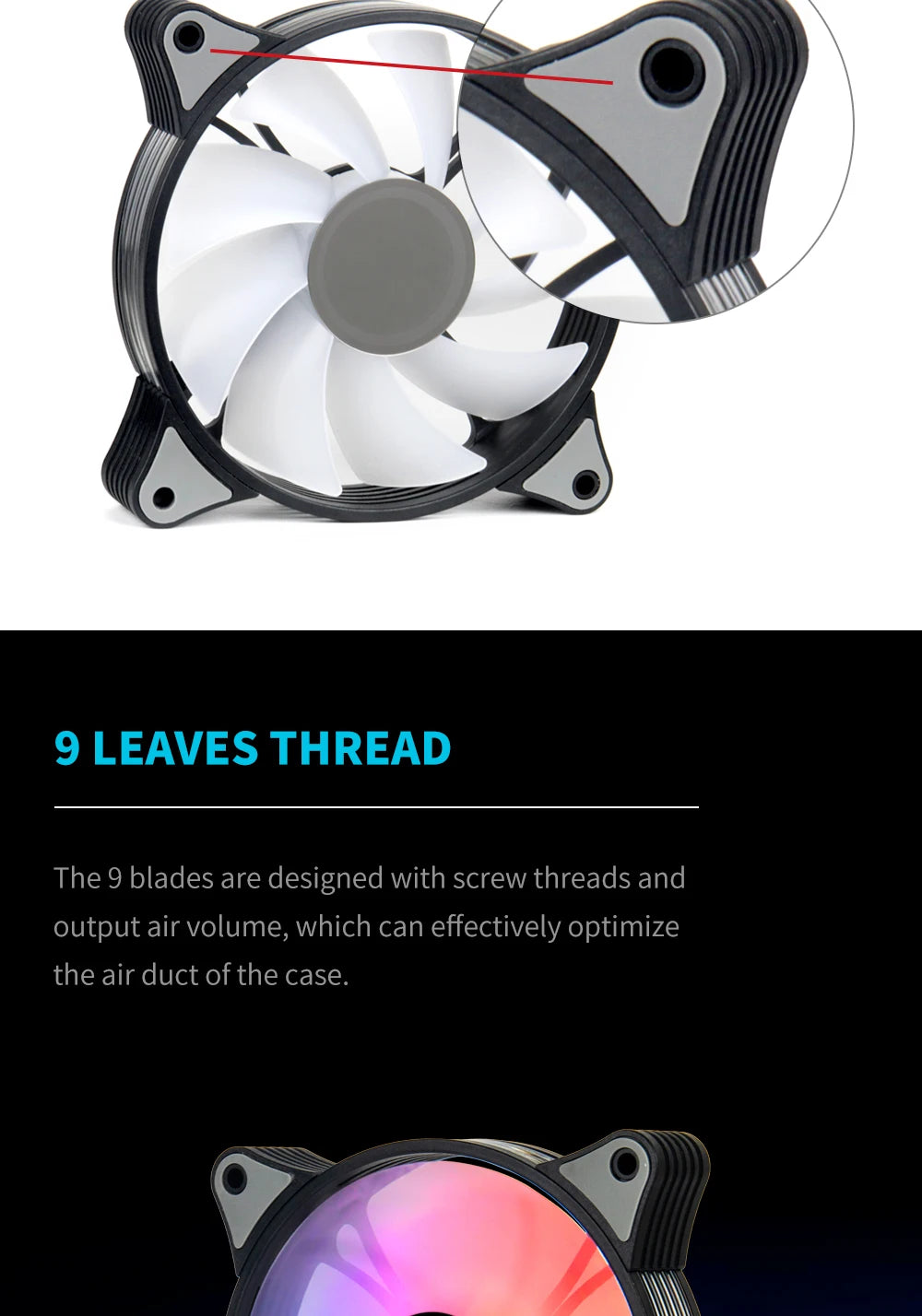 Aigo AR12PRO 120mm RGB Computer Case Fan 4pin PWM Cooling