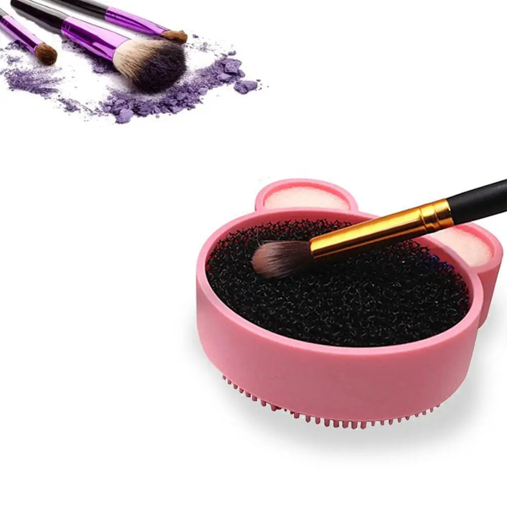 Bear Heart-Shaped Silicone Makeup Brush Cleaner Pad Tool