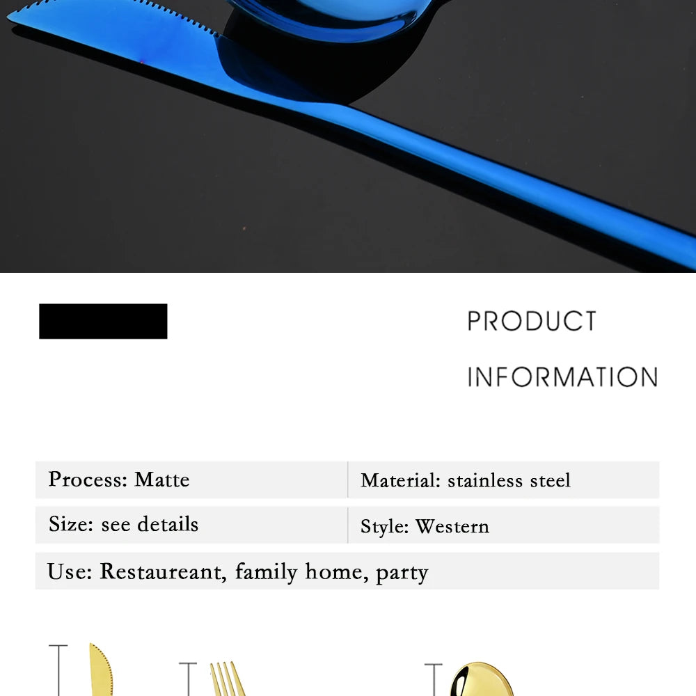 30 Piece Black and Gold Stainless Steel Cutlery Set Durable Dinnerware with Knives Forks and Spoons